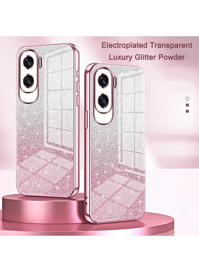 Case Cover For Honor X50i / 90 Lite Gradient Glitter Powder Electroplated Phone Case(Transparent)