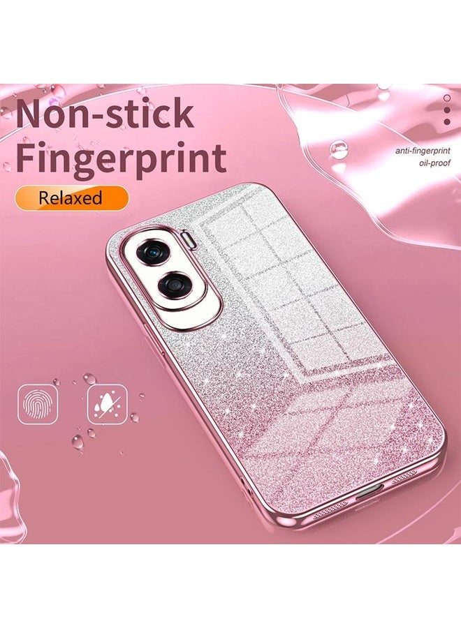 Case Cover For Honor X50i / 90 Lite Gradient Glitter Powder Electroplated Phone Case(Transparent)