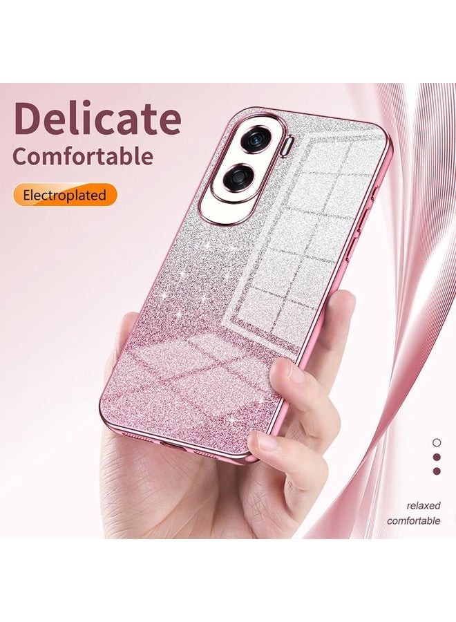 Case Cover For Honor X50i / 90 Lite Gradient Glitter Powder Electroplated Phone Case(Transparent)