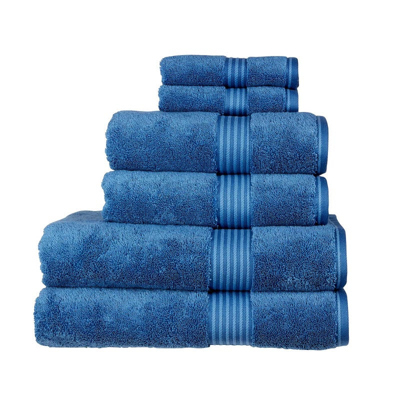 Christy Supreme Hygro 6 Piece Towel Set  Deep Sea Blue  100 Luxury Supima Cotton  Ultra Soft  Super Absorbent  650GSM  2 Bath Towels 2 Hand Towels 2 Face Cloths
