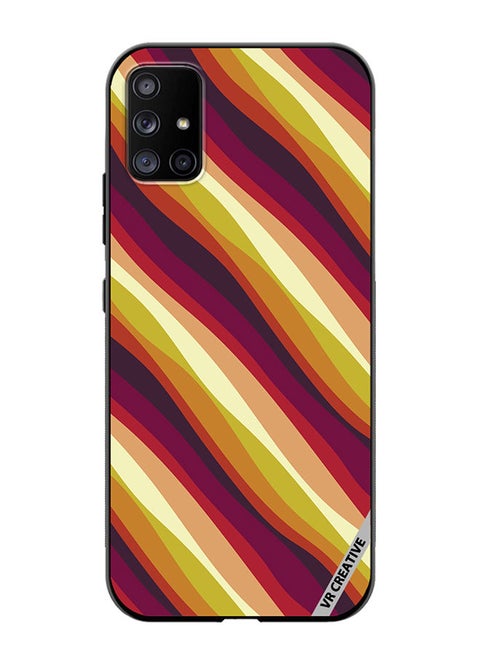 Protective Case Cover For Samsung Galaxy A71 5G Colorful With Curved Lines Pattern2 Design Multicolour