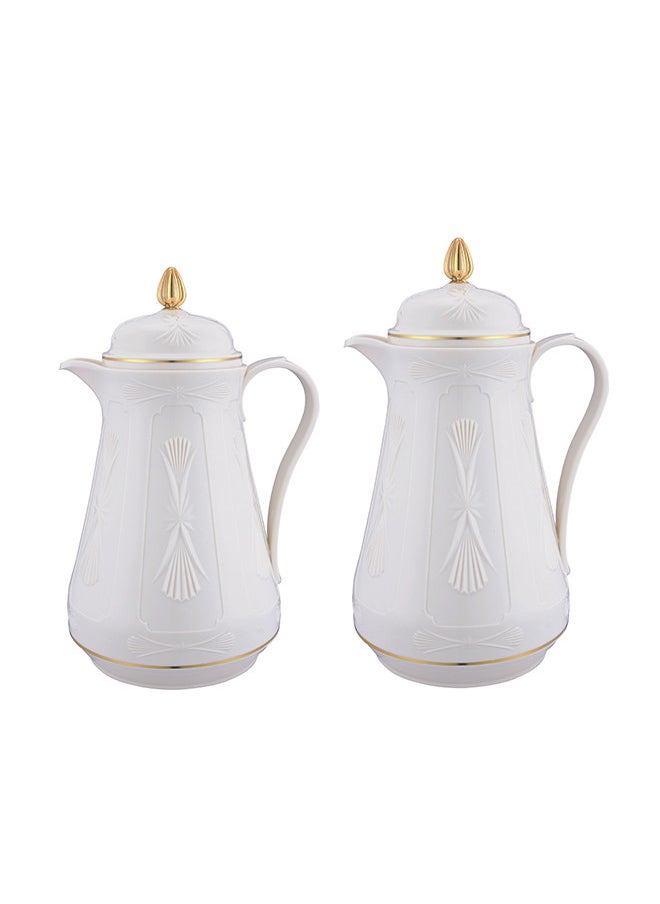 REEM - 2-Piece Tea/Coffee Flask Set 0.6L & 1L Beige/Gold - Image 1