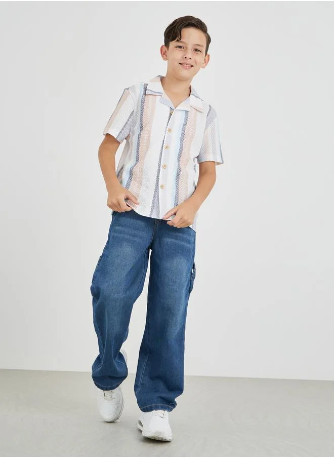 Styli Styli Striped Buttoned Short Sleeve Shirt