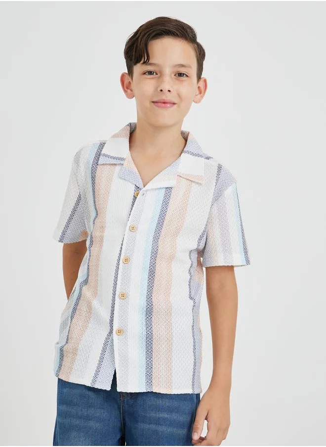 Styli Styli Striped Buttoned Short Sleeve Shirt