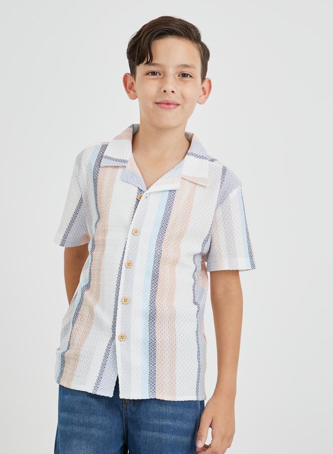 Styli Styli Striped Buttoned Short Sleeve Shirt  - Image 1