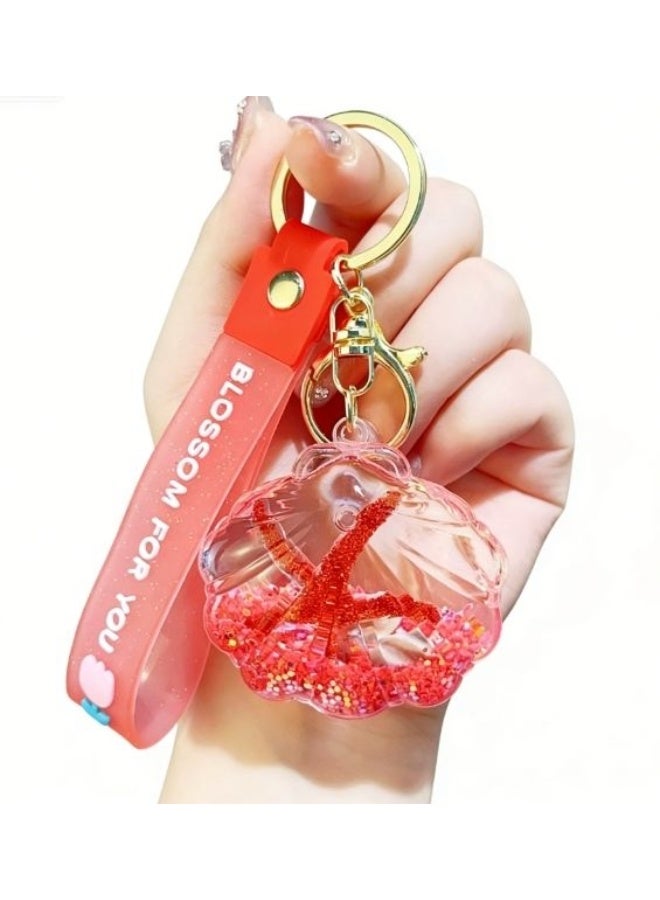 1PCS Ladies and Girls Beautiful Dreamy Keychain Flowing Sand Pendant Metal Keyring Pendant, Creative Jewelry Pendant - Image 1