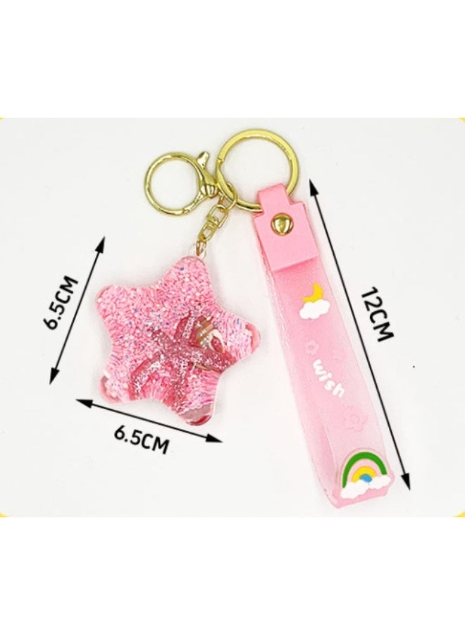 1PCS Ladies and Girls Beautiful Dreamy Keychain Flowing Sand Pendant Metal Keyring Pendant, Creative Jewelry Pendant - Image 2