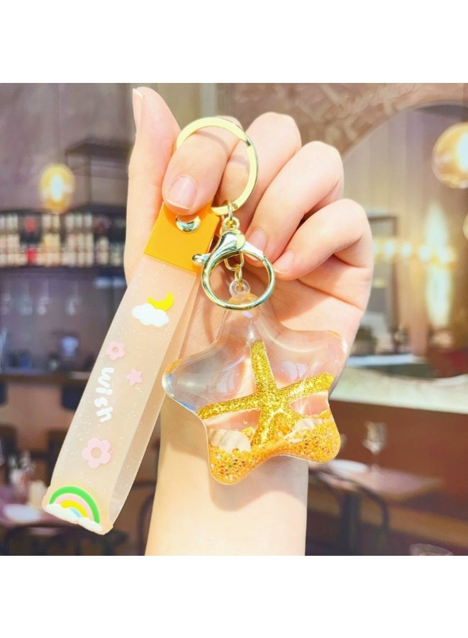 1PCS Ladies and Girls Beautiful Dreamy Keychain Flowing Sand Pendant Metal Keyring Pendant, Creative Jewelry Pendant - Image 5