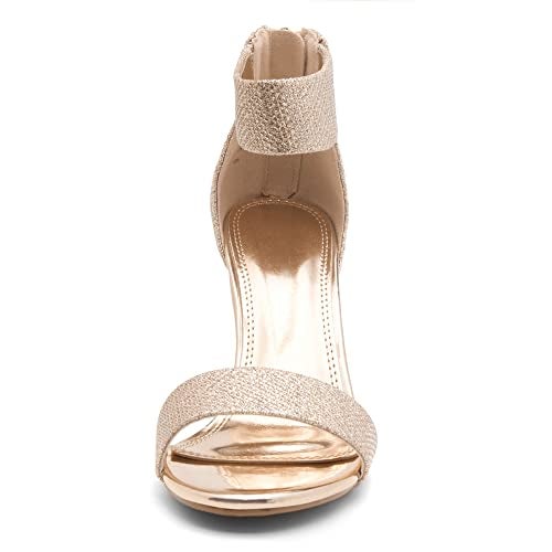 Herstyle RROSE Women's Chunky Low Heels Open Toe Ankle Strap Heeled Sandals with Back Zipper Dressy Pumps Shoes for Wedding Prom Party Office, Rosegold, Size 10.0 - Image 2