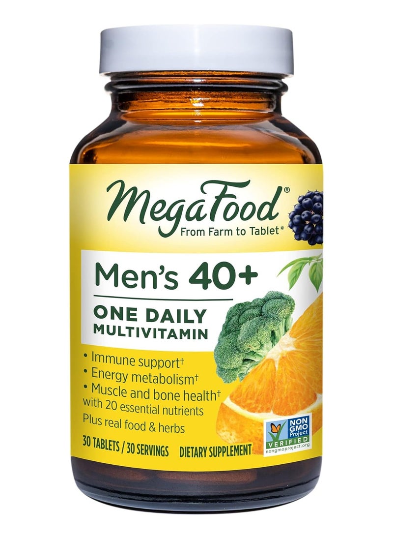 MegaFood - MegaFood Men's 40+ One Daily Multivitamin IMmune Support,Muscle Health Bone Health-Energy Metabolism Dietary Supplement 30 Tablets 30 Servings - Image 1