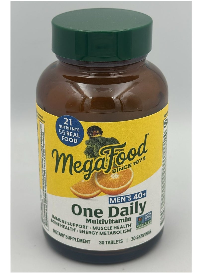 MegaFood Men's 40+ One Daily Multivitamin Immune Support,Muscle Health Bone Health-Energy Metabolism Dietary Supplement 30 Tablets 30 Servings  - Image 1