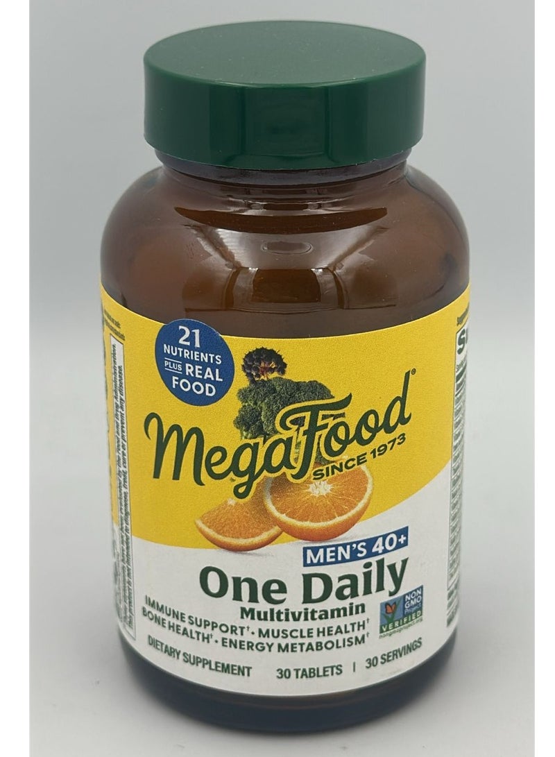 Men's 40+ One Daily Multivitamin Immune Support,Muscle Health Bone Health-Energy Metabolism Dietary Supplement 30 Tablets 30 Servings