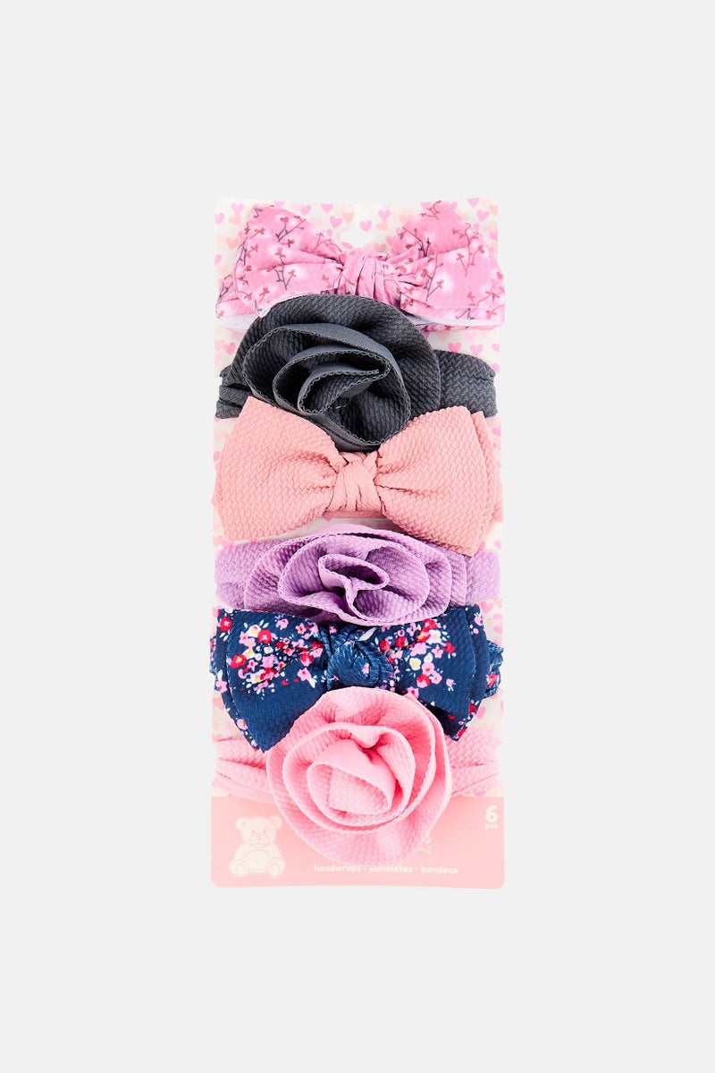 Expressions Toddlers Girl 6 Pieces Textured Headwraps, Multicolor - Image 1