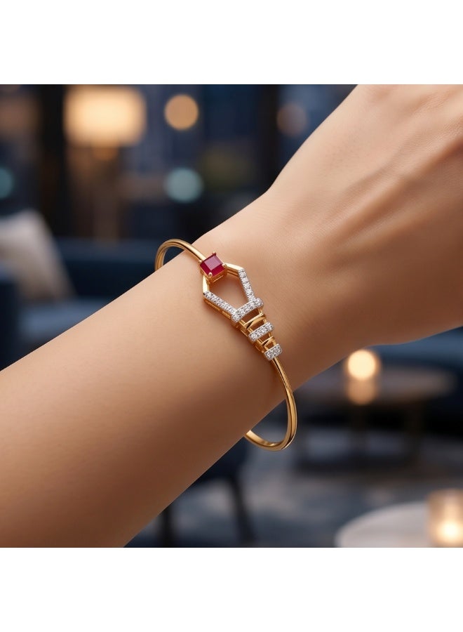 BAFLEH JEWELLERY Luxury Crafted Diamond Bangle Featuring Vibrant Ruby Stones in 18K Yellow Gold by Bafleh Jewellery - Image 3