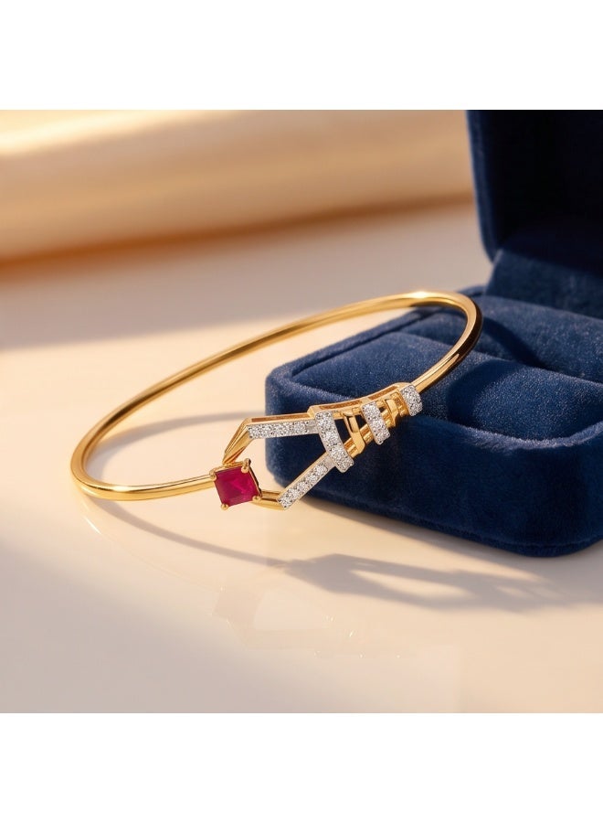 BAFLEH JEWELLERY Luxury Crafted Diamond Bangle Featuring Vibrant Ruby Stones in 18K Yellow Gold by Bafleh Jewellery - Image 4