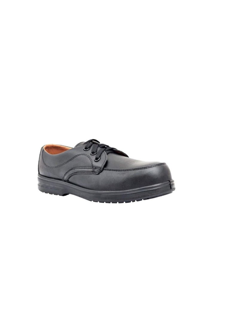 ABBASALI - Men Black Leather Safety Shoes Mesh Breathable Lightweight Comfortable - Image 1