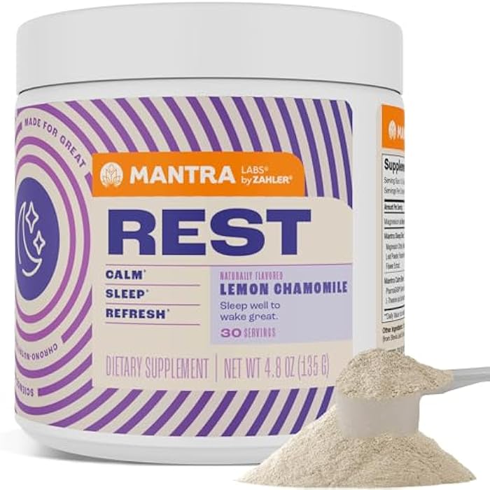 Zahler Mantra Rest, The Calming Sleep Aid Supplement, Lemon Chamomile Flavor, 30 Servings. - Image 1