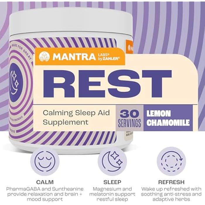 Zahler Mantra Rest, The Calming Sleep Aid Supplement, Lemon Chamomile Flavor, 30 Servings. - Image 3