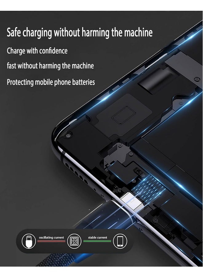 100W USB C to Multi Charging Cable, QC 5A 2-in-1 USB A to C PD Port and 3-in-1 Braided Fast Charging Cord, with Type C/Micro Connectors, Universal Sync Charger Adapter for Laptop/Tablet/Phone