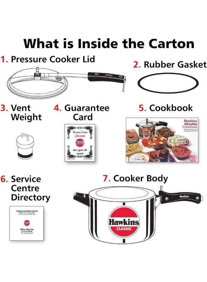 5 Liters Classic Aluminium Pressure Cooker,With Inner Lid,Silver