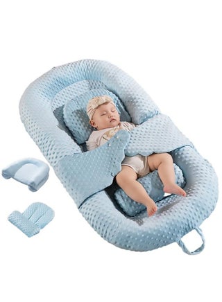 100% Cotton Breathable Baby Lounger Nest Sleeping Bed For 0-12 Months, Blue - pzsku/Z1A4A7BF42E054146DE3DZ/45/_/1723544416/34b391f9-2f63-4239-92b3-64ffed8ae724
