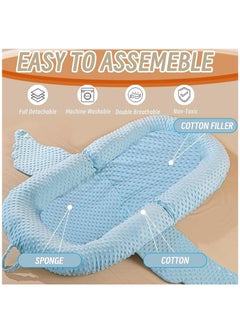 Gonice 100% Cotton Breathable Baby Lounger Nest Sleeping Bed For 0-12 Months, Blue  - Image 3