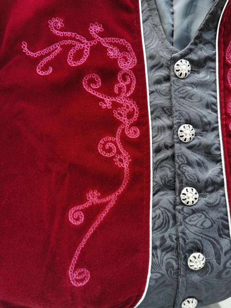 SIAEAMRG Medieval Steampunk Tailcoat Halloween Costumes for Men, Renaissance Pirate Vampire Gothic Jackets Vintage Warlock Frock Coat (L, Red) - Image 5