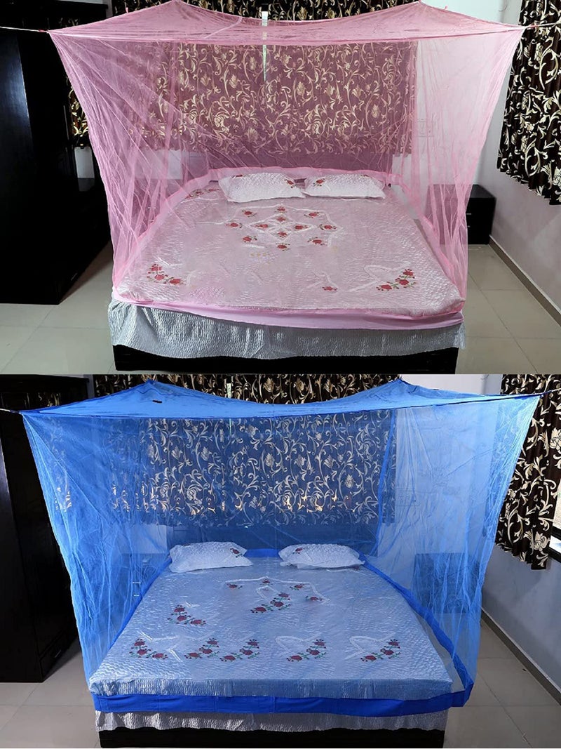Neekshaa Combo Pack Mosquito Net for Double Bed Polyester Mosquito Net for Baby | Bedroom | Family_Size-6x6 FT_Color-Pink,Blue - Image 1