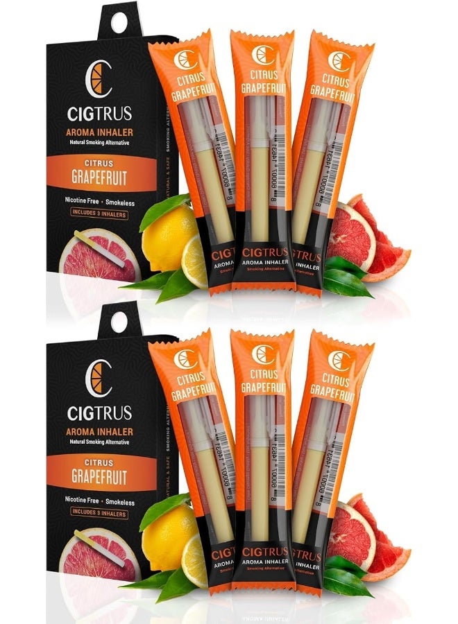 cigtrus Nicotine-Free Smoking Alternative Inhaler (6-Piece) Natural Habit Replacement - Tobacco-Free, Non-Electric Craving Relief - Quit Smoking & Vaping Aid (Citrus Grapefruit) - Image 1