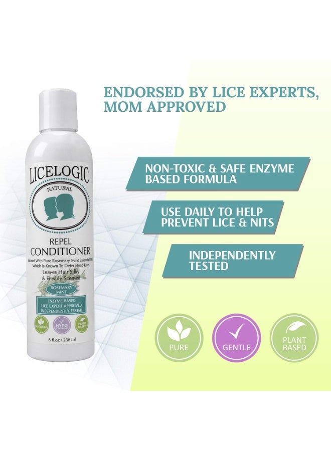 LiceLogic Repel Lice Prevention Conditioner, 8oz, Rosemary Mint - Effective Against Super Lice, Kills Eggs & Nits, Not Toxic, Naturally Derived Licezyme - Image 3