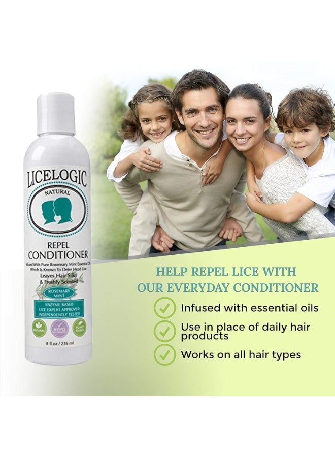LiceLogic Repel Lice Prevention Conditioner, 8oz, Rosemary Mint - Effective Against Super Lice, Kills Eggs & Nits, Not Toxic, Naturally Derived Licezyme - Image 2