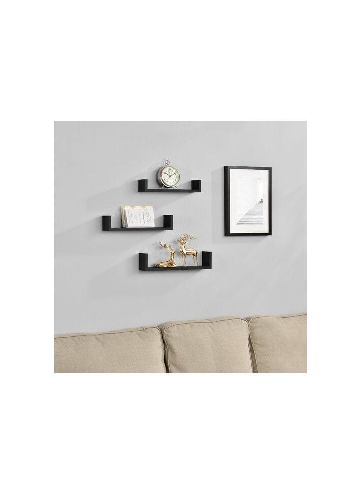 Generic - 3-piece black wooden shelves in various sizes - Image 1