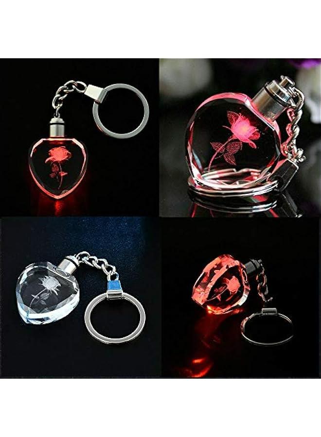 1 Pcs Crystal Keychain Heart Luminous Key Chain Birthday Present Valentine's Day Gifts for Girlfriend Women Friendship  - Image 3