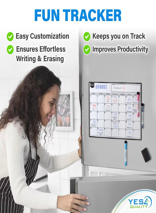 YES4QUALITY Magnetic Dry Erase Whiteboard Calendar for Fridge (16 x 12”), Refrigerator White Board Sheet w/ 3 Colorful Markers & Eraser, Monthly Meal Planner & Organizer for Family by Yes4Quality - Image 3