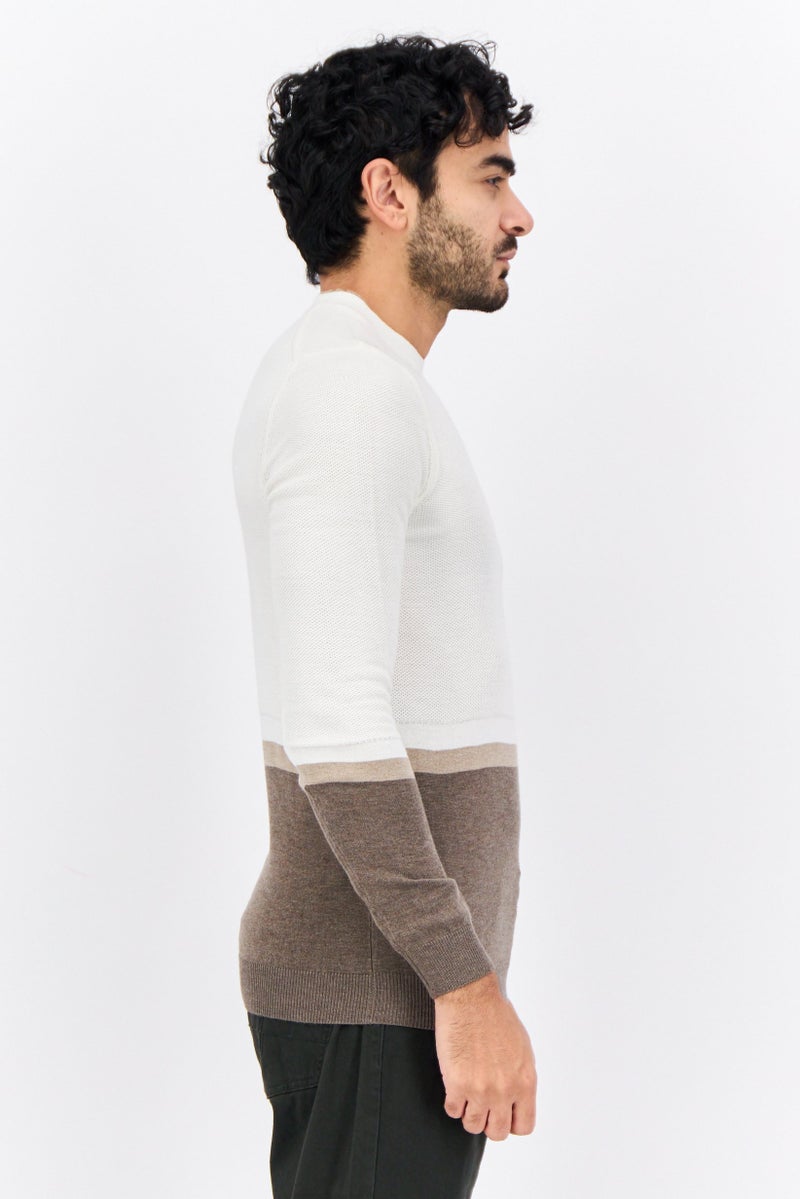 Sorbino سويت شيرت رجالي بأكمام طويلة وبتصميم لونين، مجموعة كريمة - Image 4