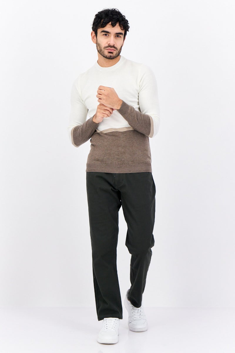 Sorbino سويت شيرت رجالي بأكمام طويلة وبتصميم لونين، مجموعة كريمة - Image 2