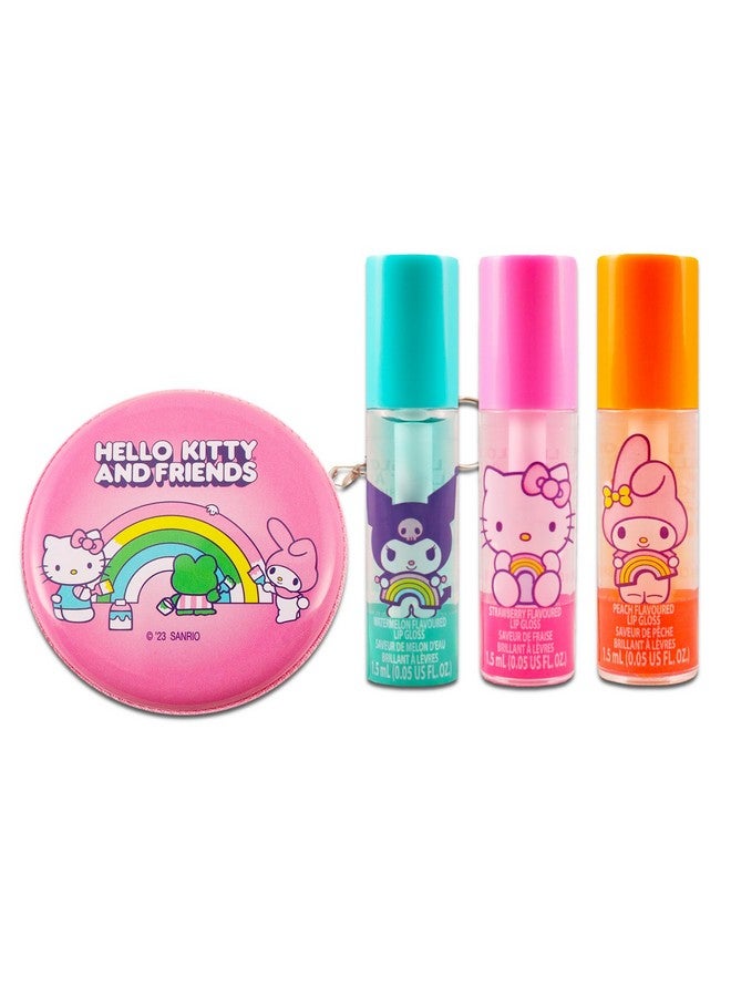 هالو كيتي مجموعة ملمع الشفاه هالو كيتي ومحفظة العملات المعدنية للتجميل مع 3 ملمع شفاه هالو كيتي بنكهات متنوعة لهدايا الحفلات بالإضافة إلى محفظة العملات المعدنية والمزيد من هدايا حفلات هالو كيتي - Image 2