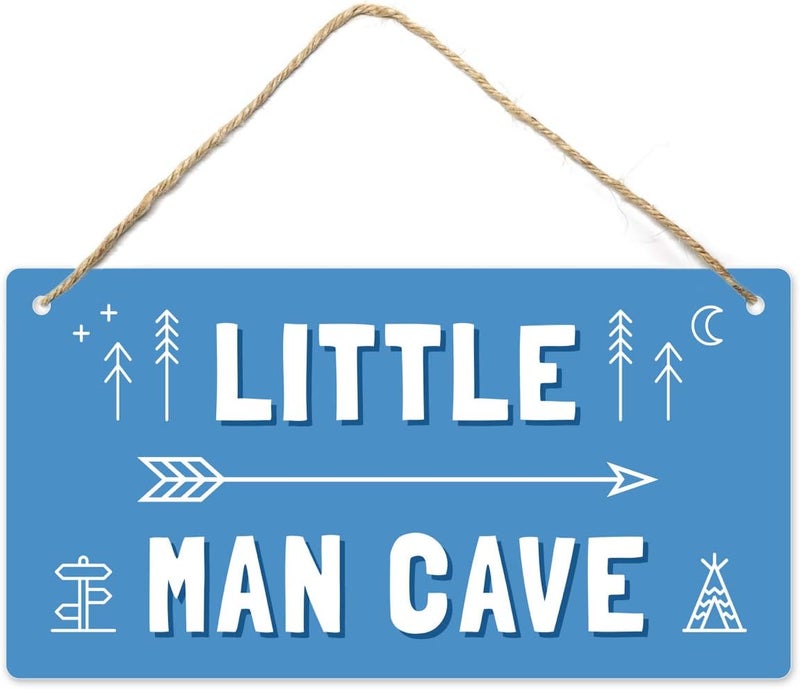 Fun-Plus Little Man Cave Sign, 12″x6″ PVC Plastic Wall Decoration Hanging Sign, High Precision Printing, Water proof, Boys Room Door Sign, Boys Only Sign, Game Room Décor - Image 1