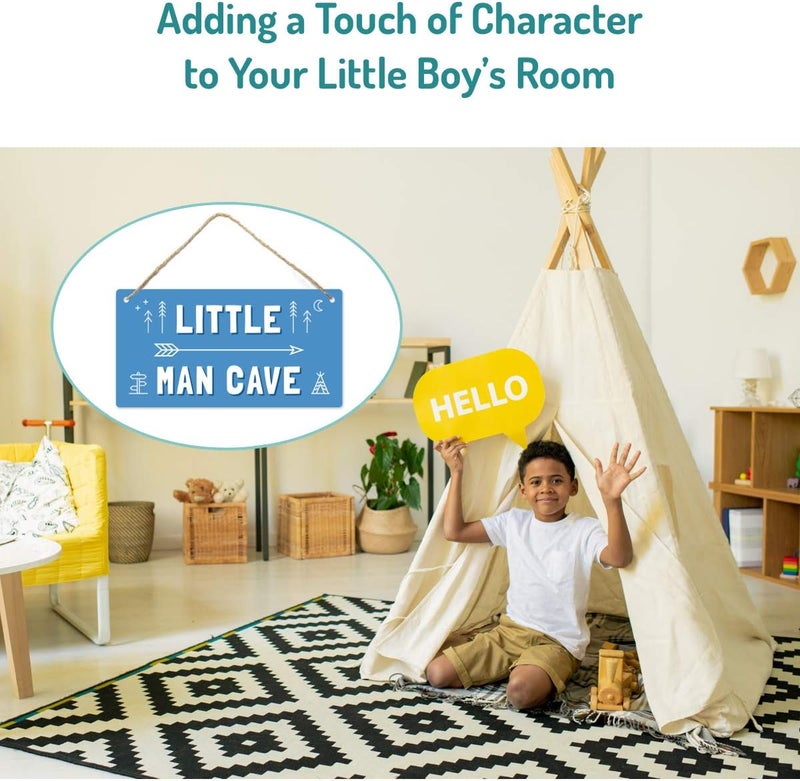 Fun-Plus Little Man Cave Sign, 12″x6″ PVC Plastic Wall Decoration Hanging Sign, High Precision Printing, Water proof, Boys Room Door Sign, Boys Only Sign, Game Room Décor - Image 4