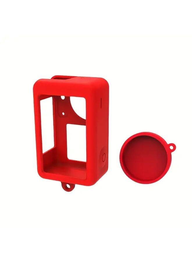 غطاء حماية كاميرا DJI Osmo Action 3 و4 و5 برو من السيليكون المقاوم للصدمات باللون الأحمر - Image 1