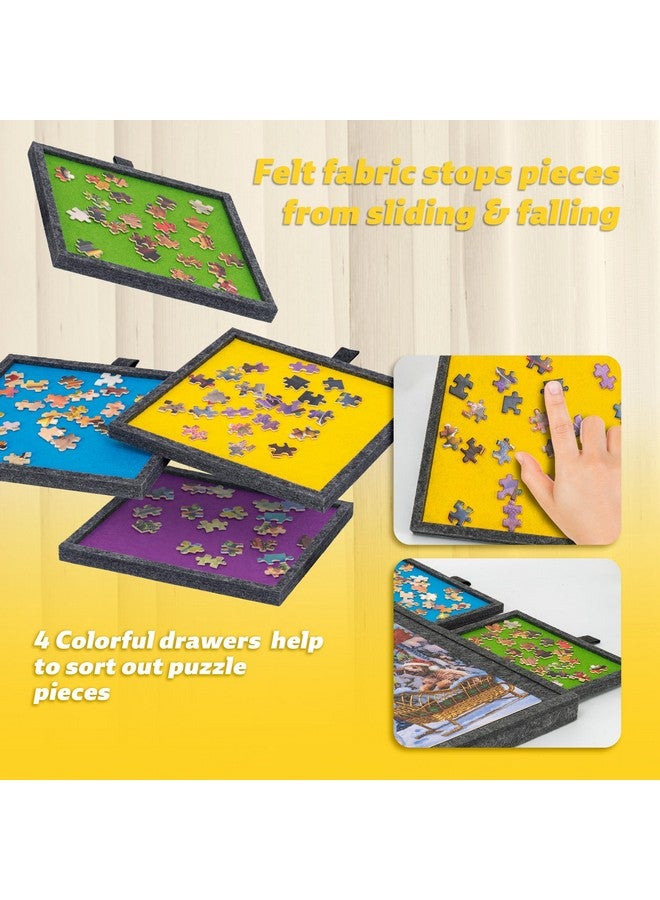 Tektalk Jigsaw Puzzle Table with Integrated Adjustable Stand/Bracket, 3-Tilting-Angle Super Lightweight Felt Puzzle Plateau Board with Cover & 4 Sorting Drawers (for Up to 1000 Pieces, Gray) - Image 4
