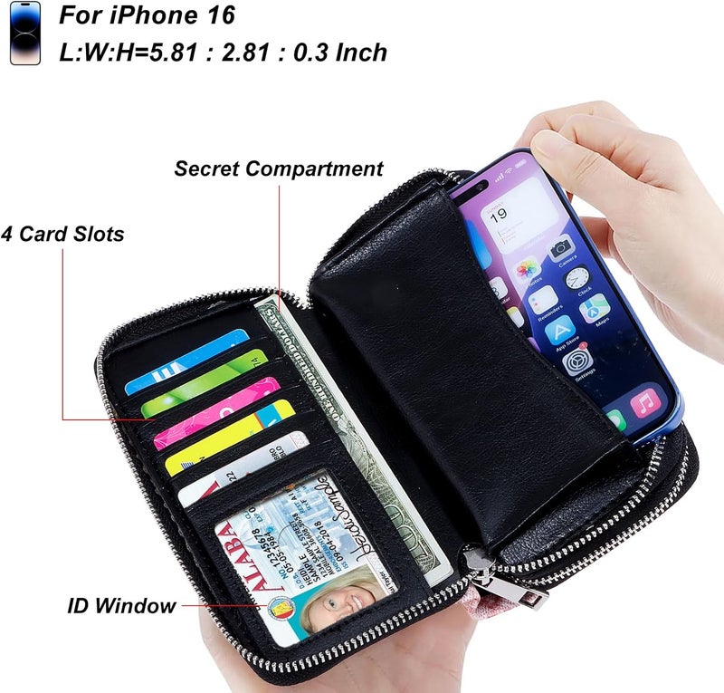 HAWEE Cellphone Wallet for Women Dual Zipper Long Purse with Removable Wristlet - Image 2