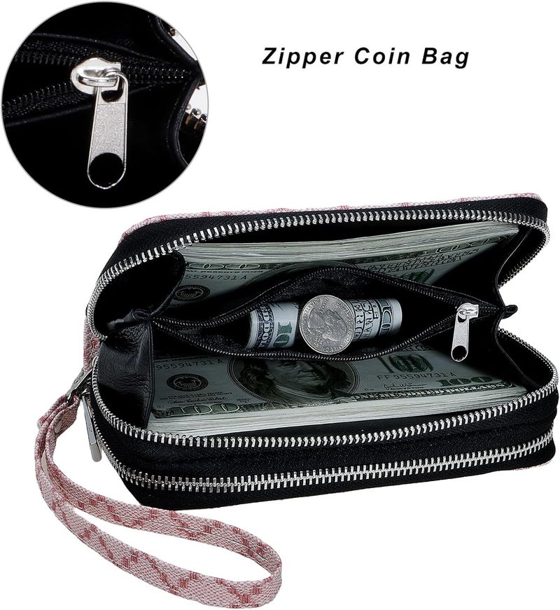 HAWEE Cellphone Wallet for Women Dual Zipper Long Purse with Removable Wristlet - Image 3