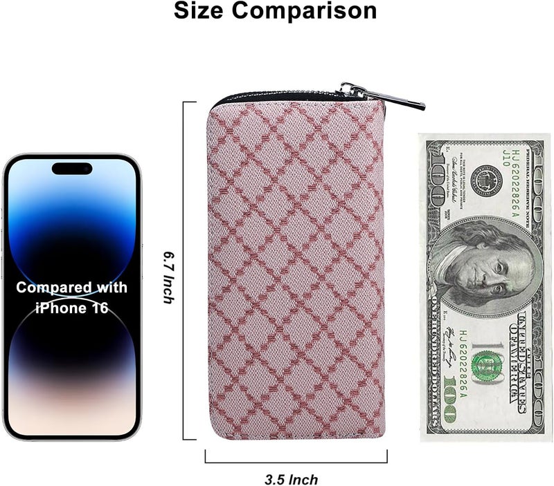 HAWEE Cellphone Wallet for Women Dual Zipper Long Purse with Removable Wristlet - Image 5