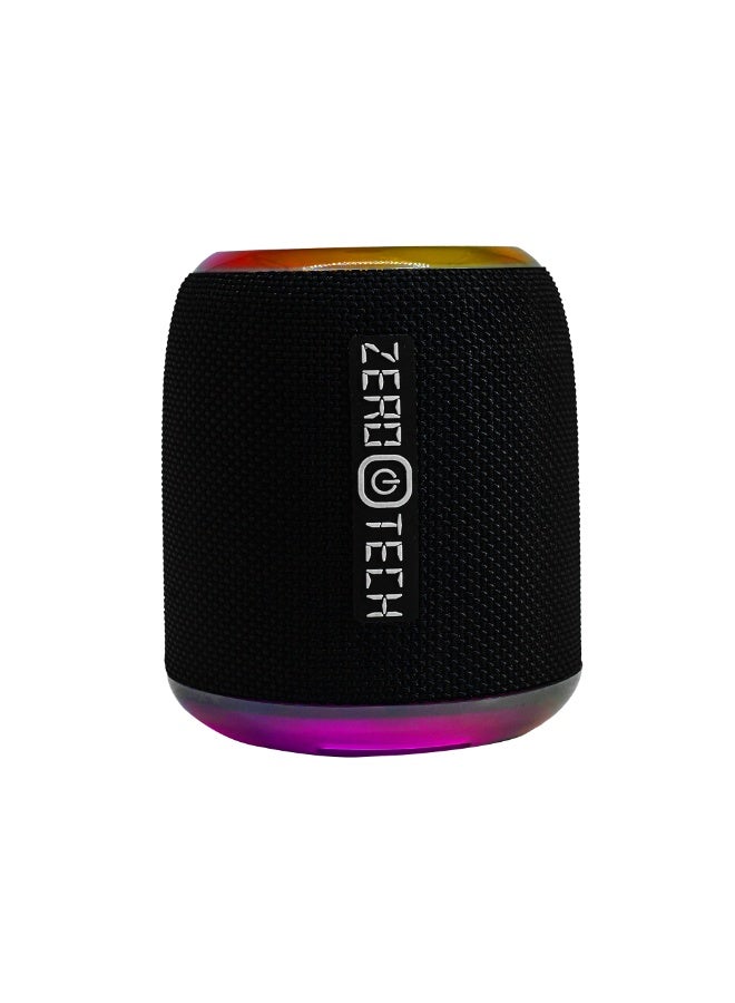 ZEROTECH Zero Tech Portable Bluetooth Speaker, Black, RGB Ambient Light with 6 Modes, IPX5 Waterproof, TWS Stereo, Multiple Input Modes, Built-in Microphone - Image 1