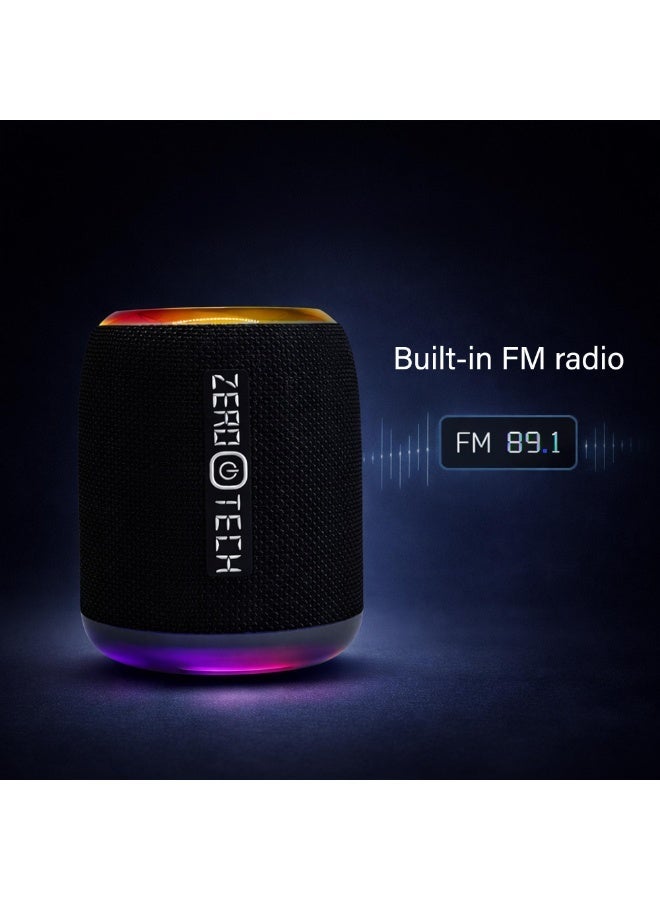 ZEROTECH Zero Tech Portable Bluetooth Speaker, Black, RGB Ambient Light with 6 Modes, IPX5 Waterproof, TWS Stereo, Multiple Input Modes, Built-in Microphone - Image 2
