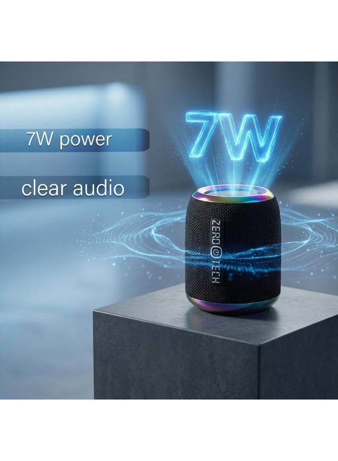 ZEROTECH Zero Tech Portable Bluetooth Speaker, Black, RGB Ambient Light with 6 Modes, IPX5 Waterproof, TWS Stereo, Multiple Input Modes, Built-in Microphone - Image 4