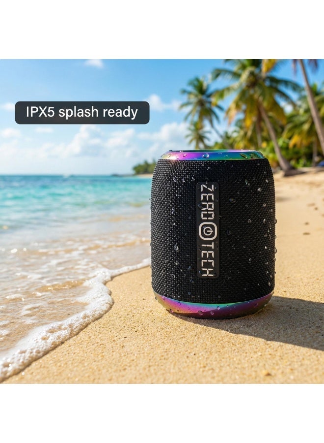 ZEROTECH Zero Tech Portable Bluetooth Speaker, Black, RGB Ambient Light with 6 Modes, IPX5 Waterproof, TWS Stereo, Multiple Input Modes, Built-in Microphone - Image 3