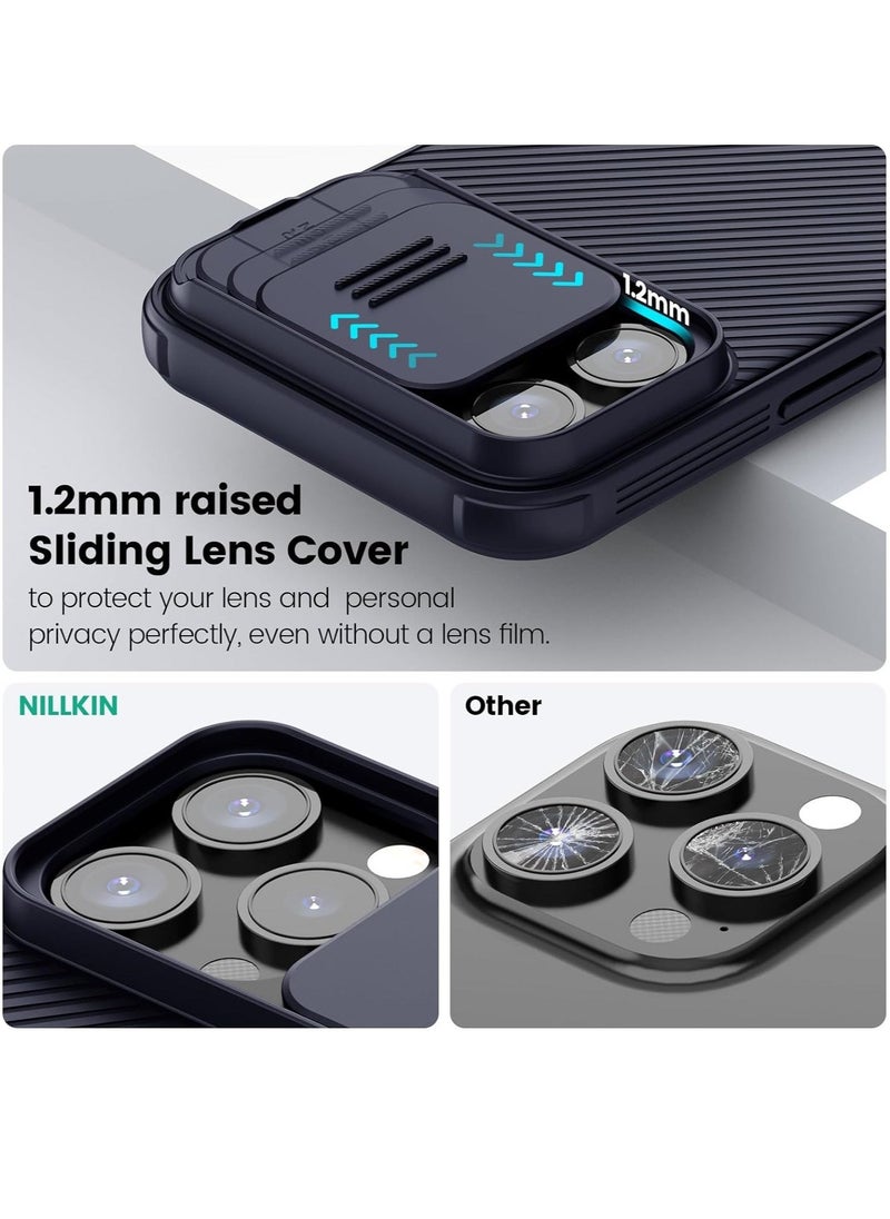 iPhone 15 Pro Max Case with Sliding Camera Cover [Upgraded Lens Protection] [Hard PC+TPU Bumper], Slim Shockproof Protective Phone Case 6.7" 2023, Dark Purple