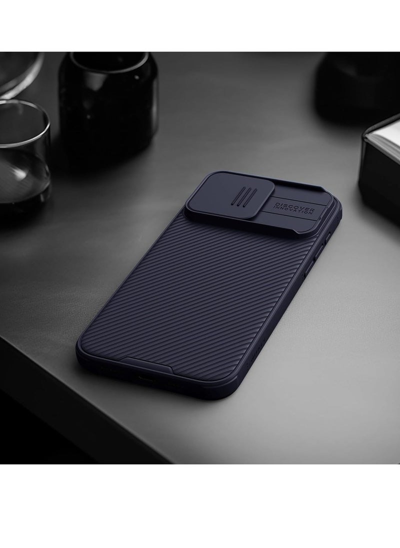 iPhone 15 Pro Max Case with Sliding Camera Cover [Upgraded Lens Protection] [Hard PC+TPU Bumper], Slim Shockproof Protective Phone Case 6.7" 2023, Dark Purple